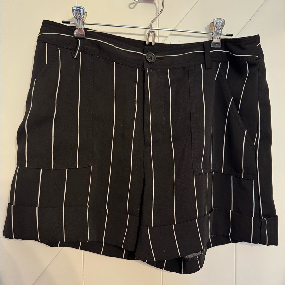 Black and White Pinstripe Shorts